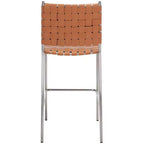 Tabouret de comptoir en cuir tressé avec structure métallique