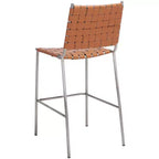 Tabouret de comptoir en cuir tressé avec structure métallique