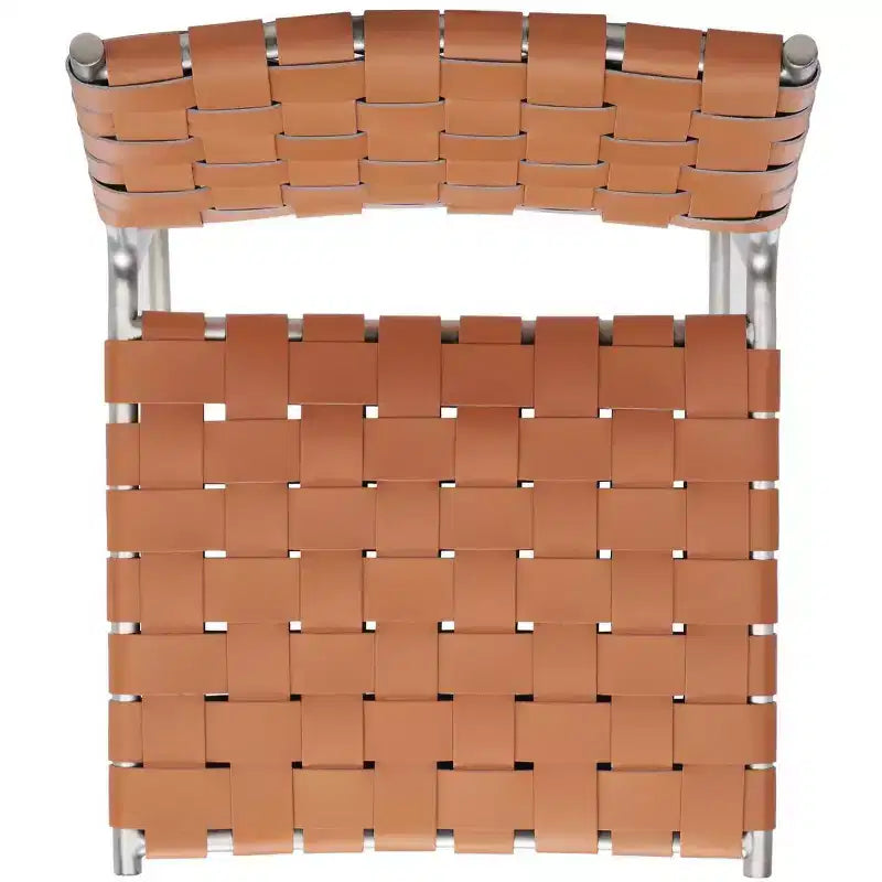 Tabouret de comptoir en cuir tressé avec structure métallique
