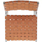 Tabouret de comptoir en cuir tressé avec structure métallique