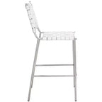 Tabouret de comptoir en cuir tressé avec structure métallique