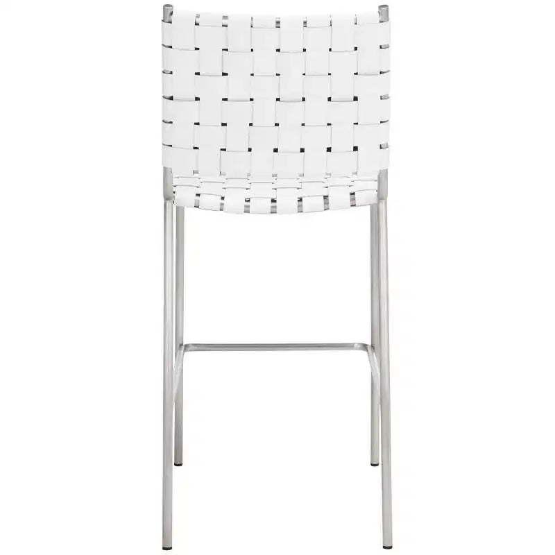 Tabouret de comptoir en cuir tressé avec structure métallique