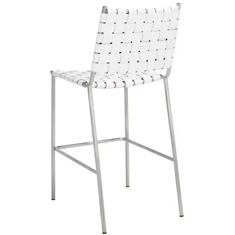Tabouret de comptoir en cuir tressé avec structure métallique