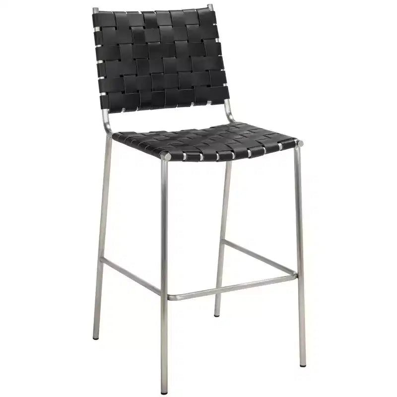 Tabouret de comptoir en cuir tressé avec structure métallique