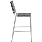 Tabouret de comptoir en cuir tressé avec structure métallique