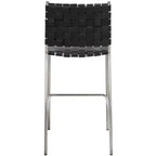 Tabouret de comptoir en cuir tressé avec structure métallique