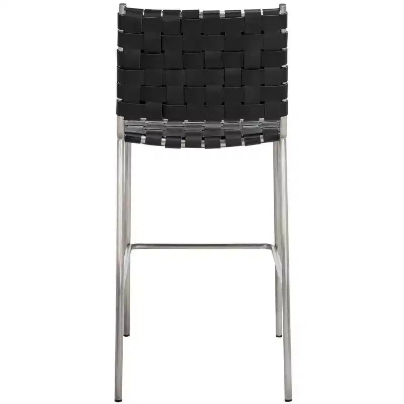 Tabouret de comptoir en cuir tressé avec structure métallique