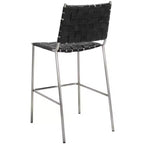 Tabouret de comptoir en cuir tressé avec structure métallique