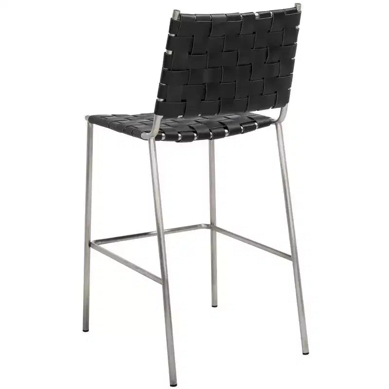 Tabouret de comptoir en cuir tressé avec structure métallique