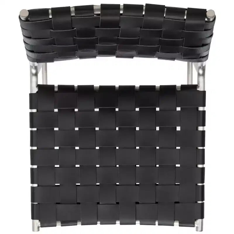 Tabouret de comptoir en cuir tressé avec structure métallique