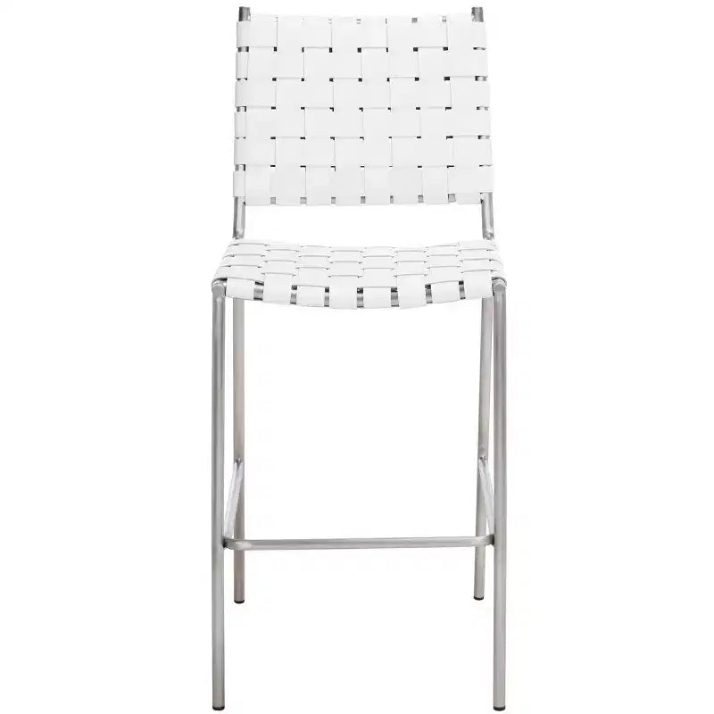 Tabouret de comptoir en cuir tressé avec structure métallique
