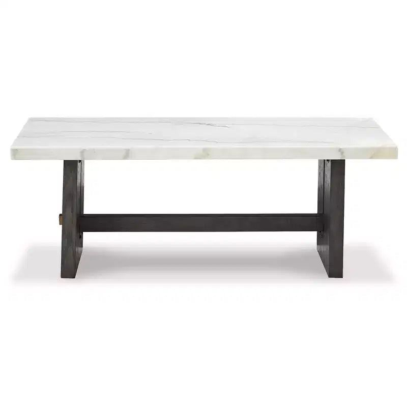 Table basse rectangulaire avec plateau en marbre naturel et piètement socle