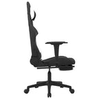 Fauteuil de massage gamer en tissu noir et blanc réglable avec repose-pieds