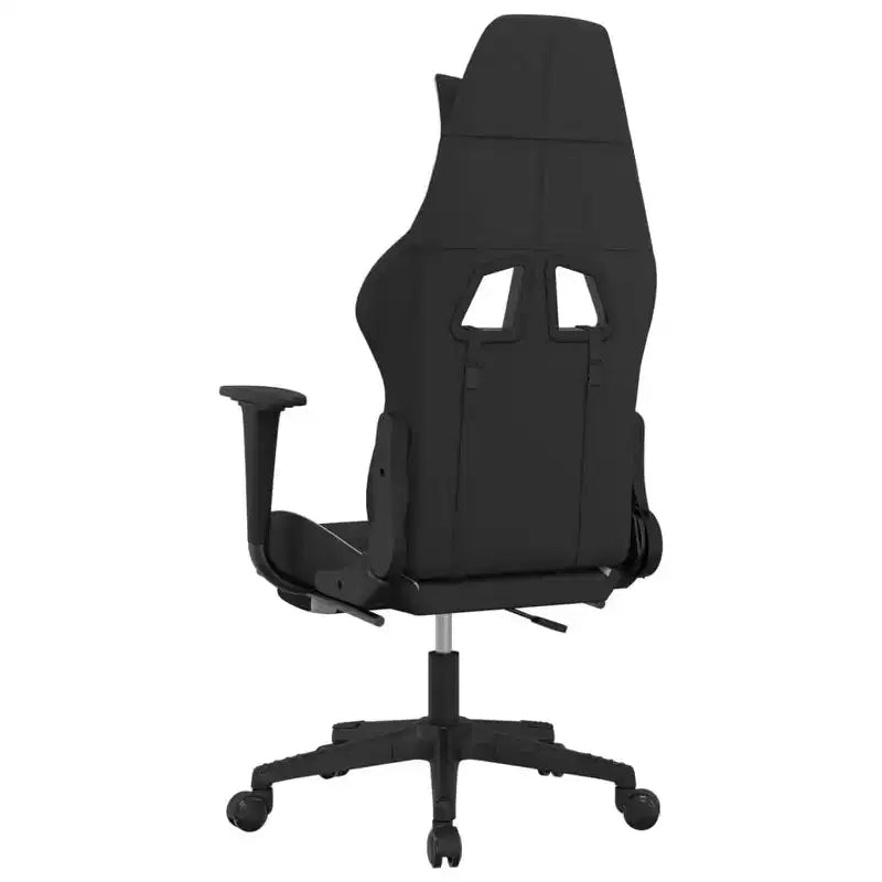 Fauteuil de massage gamer en tissu noir et blanc réglable avec repose-pieds
