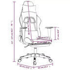 Fauteuil de massage gamer en tissu noir et blanc réglable avec repose-pieds