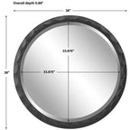 Miroir mural rond de 38 pouces avec cadre biseauté festonné