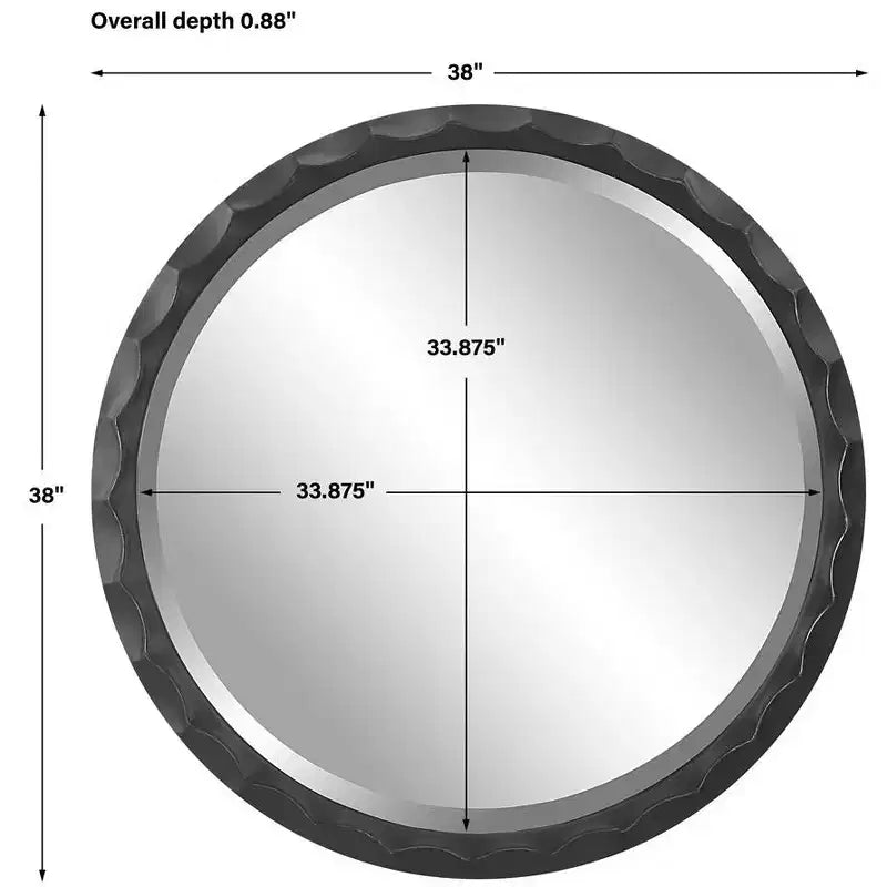 Miroir mural rond de 38 pouces avec cadre biseauté festonné