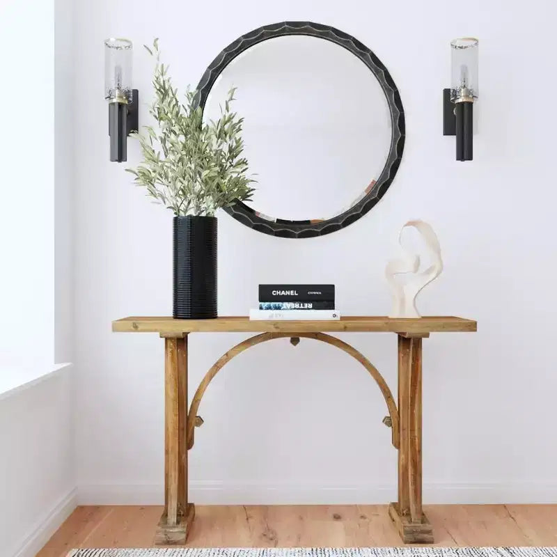 Miroir mural rond de 38 pouces avec cadre biseauté festonné