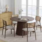 Dovelina Mid-Century Round Dining Table Wood Kitchen Table for 4 People - Walnut