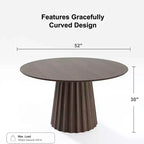 Table à manger ronde avec pied central, 4 places, finition noyer