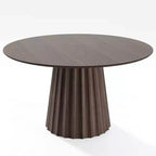 Table à manger ronde avec pied central, 4 places, finition noyer