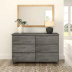 Commode de ferme en bois massif à 6 tiroirs