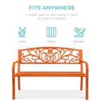 Banc d'extérieur en acier Best Choice Products, mobilier de jardin pour terrasse ou porche avec dossier à motif floral