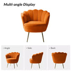Fauteuil baril confortable avec pieds en métal doré, fauteuil d'appoint pour salon