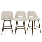 Lot de 3 tabourets de bar de hauteur comptoir du milieu du siècle, chaises d'îlot de cuisine rembourrées de 26 po avec pieds en métal finition noyer - Panipeachy