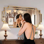Miroir mural décoratif traditionnel doré biseauté pleine longueur Décoration de la maison Salle de bain Salon Chambre Cuisine