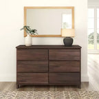 Commode de ferme en bois massif à 6 tiroirs