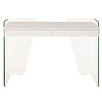 Bureau ARCHIE avec plateau en verre transparent.