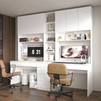 Bureau de jeu et de travail moderne spacieux blanc pour deux personnes