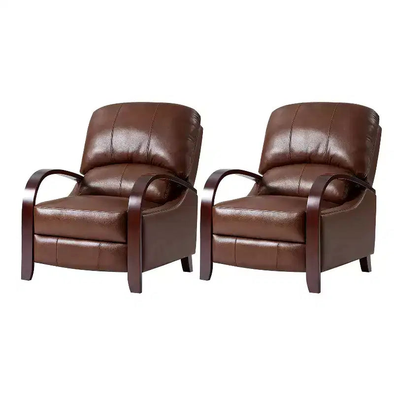 Ensemble de 2 fauteuils inclinables manuels en cuir véritable, inclinaison à 159°