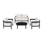 ModernLuxe Ensemble de canapé d'extérieur 4/5 pièces Meubles de conversation pour terrasse Groupe de sièges avec table basse, coussins résistant aux intempéries et cadre résistant à la rouille
