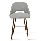 Lot de 3 tabourets de bar de hauteur comptoir du milieu du siècle, chaises d'îlot de cuisine rembourrées de 26 po avec pieds en métal finition noyer - Panipeachy