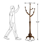 Porte-manteau sur pied en bois d'hévéa forme branche d'arbre avec 8 crochets - 24,5 L x 70,87 H