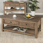 The Gray Barn Downington Table Basse à 2 Tiroirs en Bois Massif
