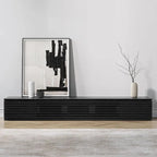 Meuble TV minimaliste avec tiroirs, console multimédia en bois massif avec placards, porte abattante, placage noyer, entièrement assemblé