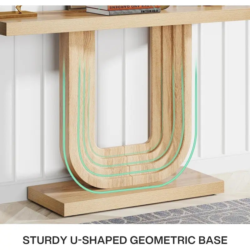 Console d'entrée en bois de 39 pouces avec base géométrique