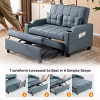 Canapé-lit convertible inclinable en cuir rembourré anti-griffes pour petits espaces avec coussins