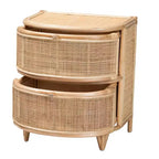Table de chevet bali & pari Oleta moderne bohème en rotin naturel marron à 2 tiroirs