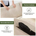 Canapé deux places Mid-Century Modern en velours côtelé de 68 po avec coussin à ressorts