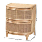 Table de chevet bali & pari Oleta moderne bohème en rotin naturel marron à 2 tiroirs