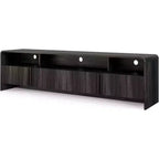 Meuble TV moderne AMERLIFE 70 avec design cannelé et armoires de rangement, pour téléviseurs jusqu'à 80 pouces, meuble TV en bois pour salon