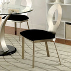 Ensemble de salle à manger rond 5 pièces Zaia en acier argenté contemporain par Furniture of America