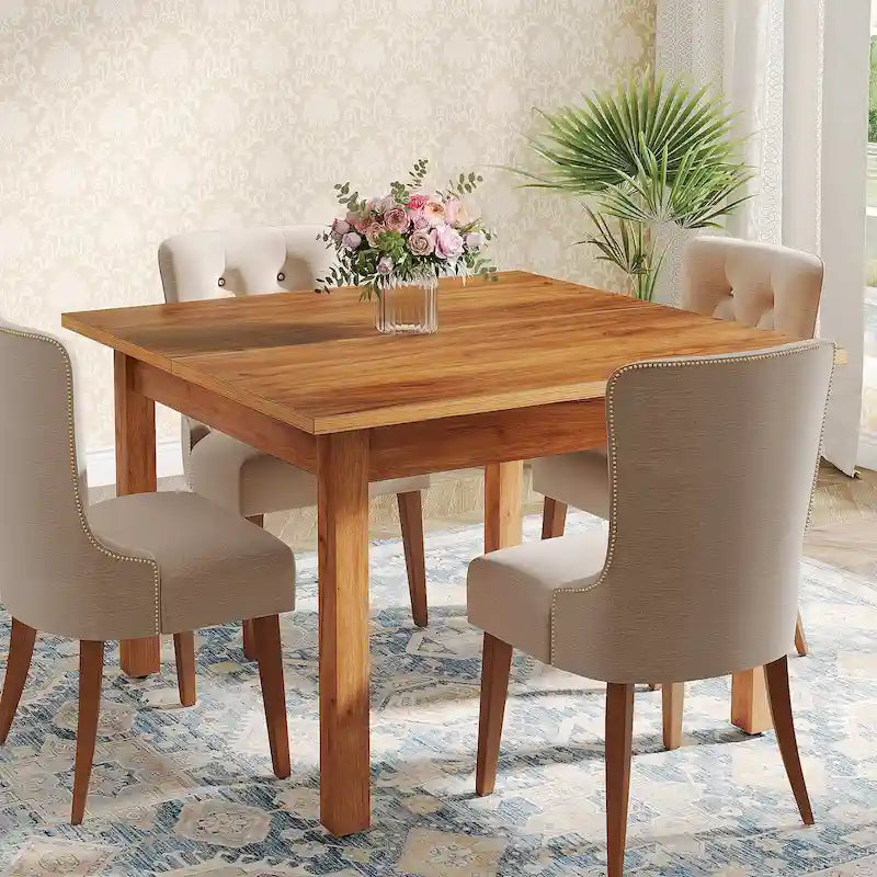 Table de salle à manger carrée de 39,4 pouces pour 2 à 4 personnes avec pieds en bois massif pour salon ou salle à manger