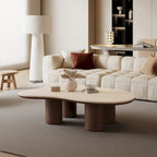 Table basse en bois moderne 48, plateau en pierre mate, en forme de nuage